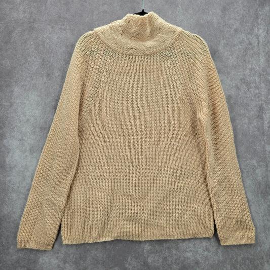 Pink Knit Gold Metallic Long Sleeve Pullover Cardigan Sweater Medium