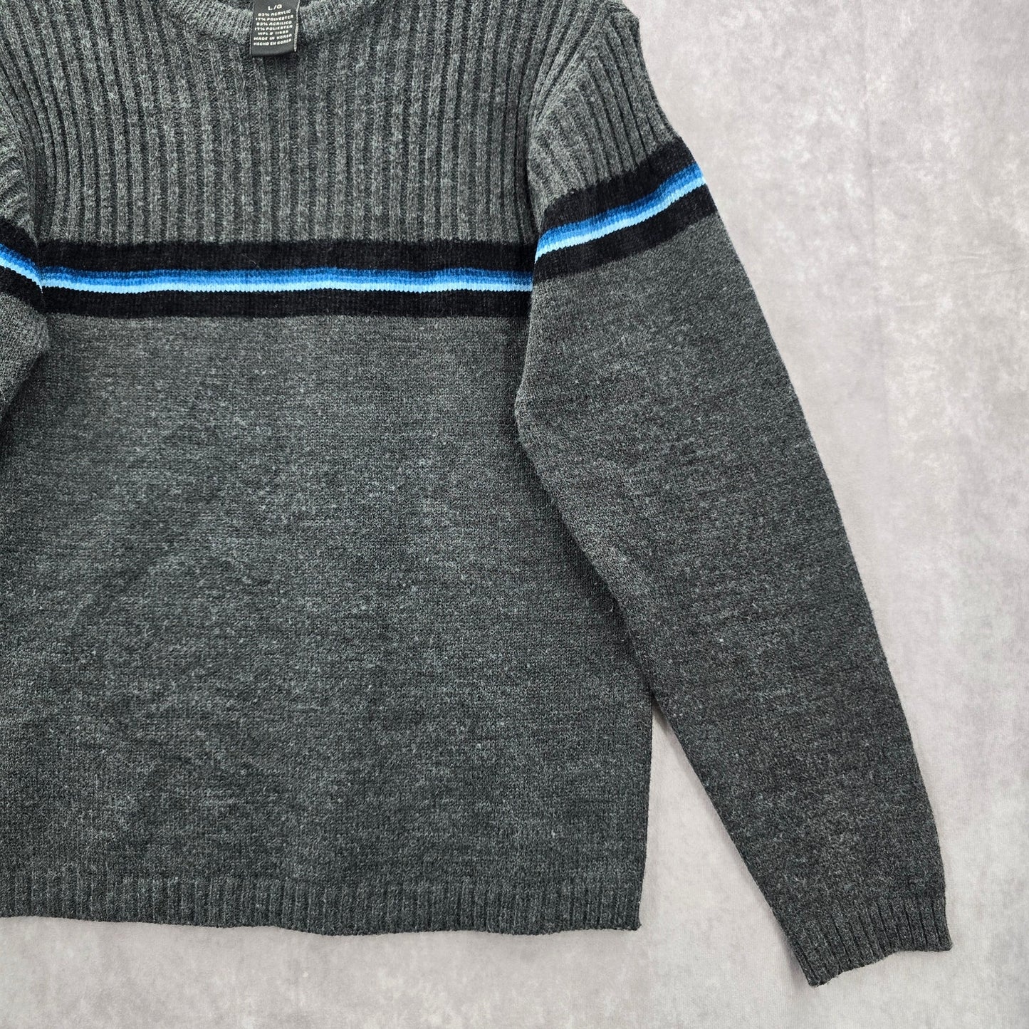 Arizona Gray Stripe Long Sleeve Sweater Cardigan Pullover Youth Boys Large
