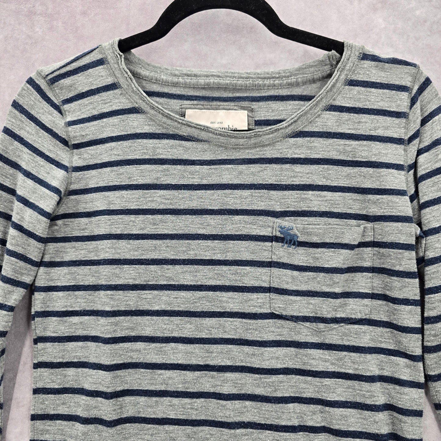 Abercrombie & Fitch Gray Blue Stripe Cotton Casual Blouse Top Extra Small XS