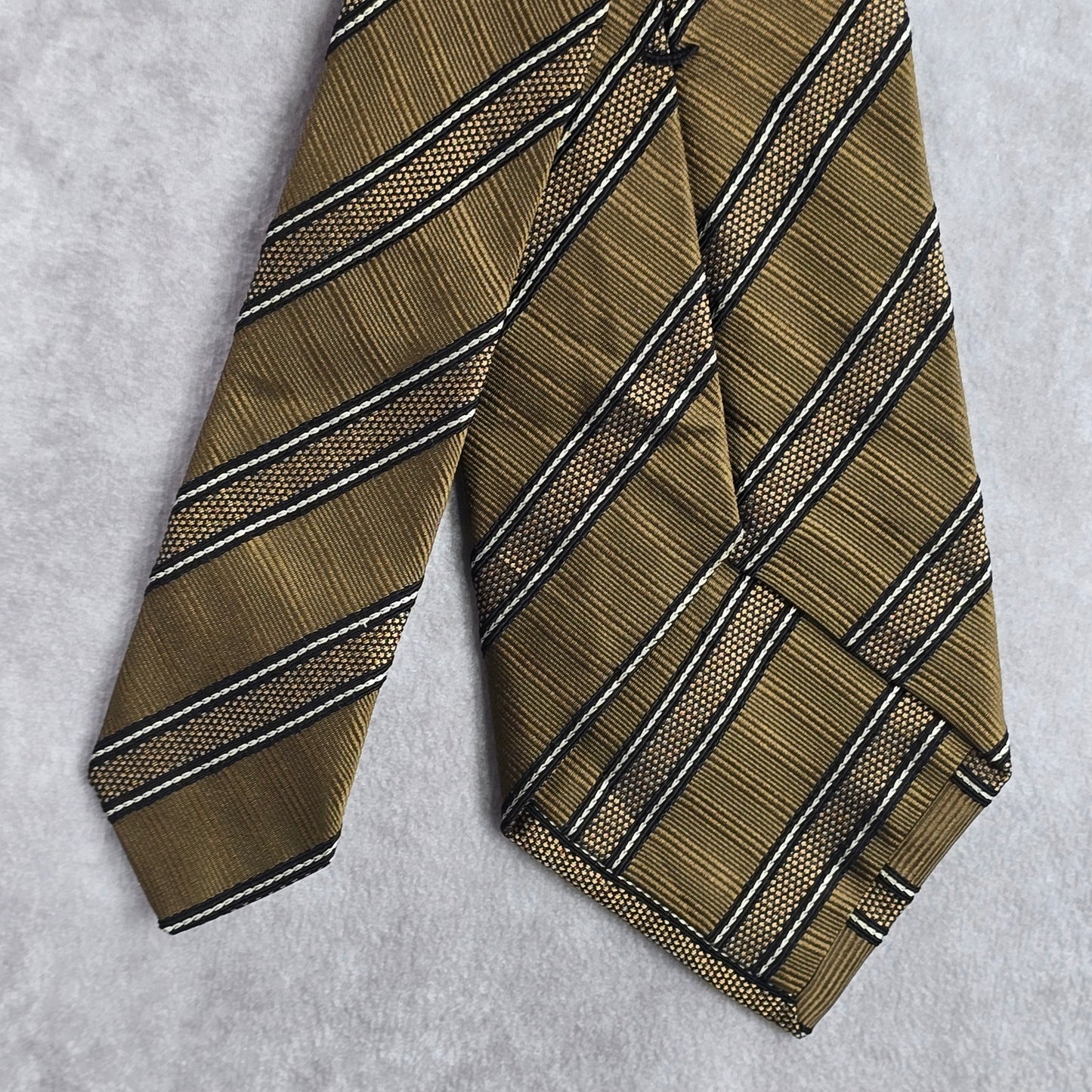 Joseph Abboud Italy Stripe Brown Black Repp Executive Silk Neck Tie Men's