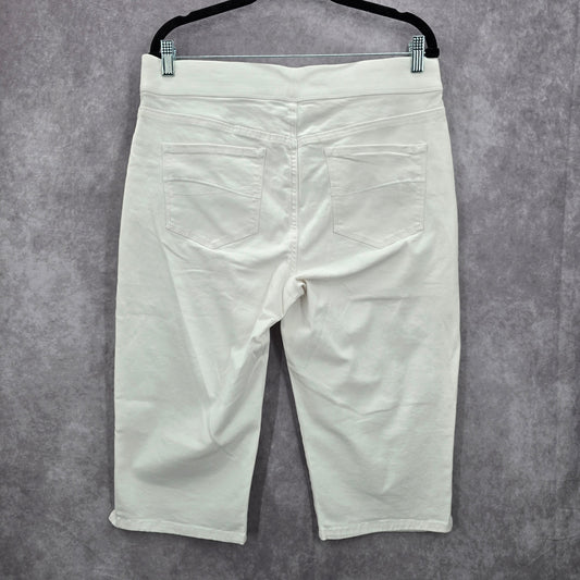 Gloria Vanderbilt White Embroidered Floral Crop Avery Cotton Pants 12