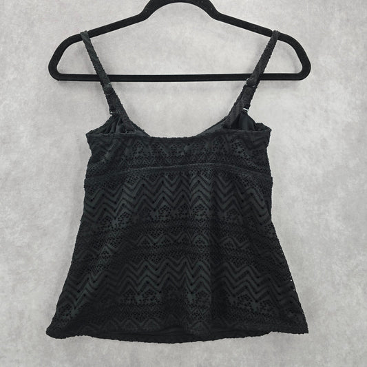 Catalina Black Crochet Lace Swimwear Tankini Top S Small 4-6