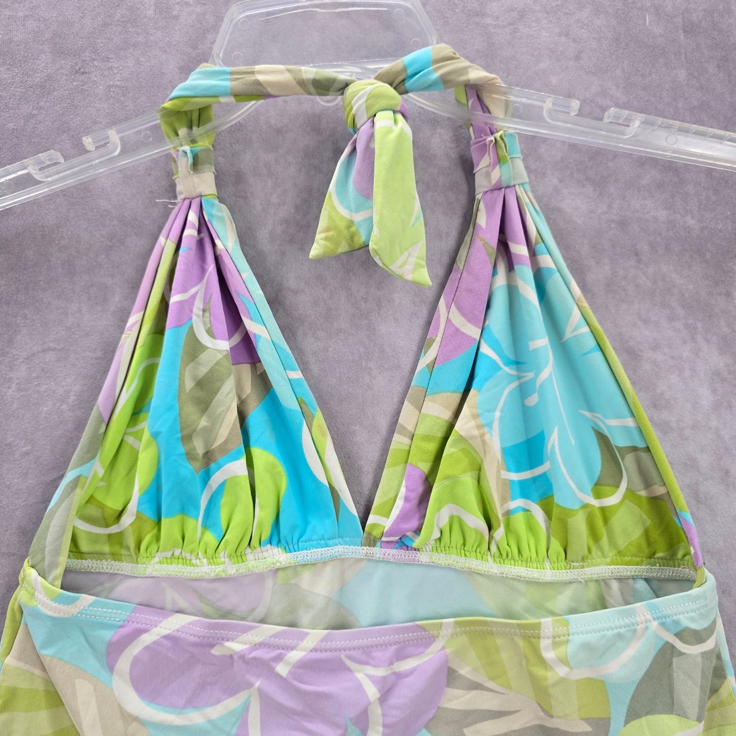 Anne Klein Green Floral Halter Swimwear Tankini Tank Top Medium M 8