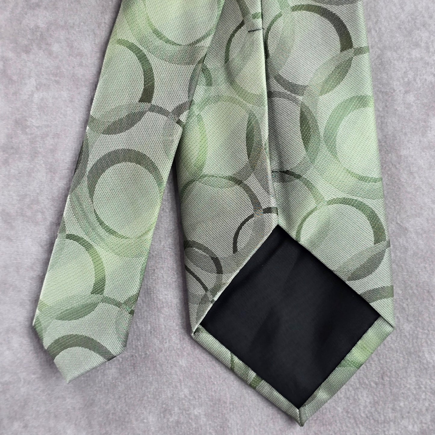 John Ashford Circles Green Gray Executive Geometric Neck Tie Men's