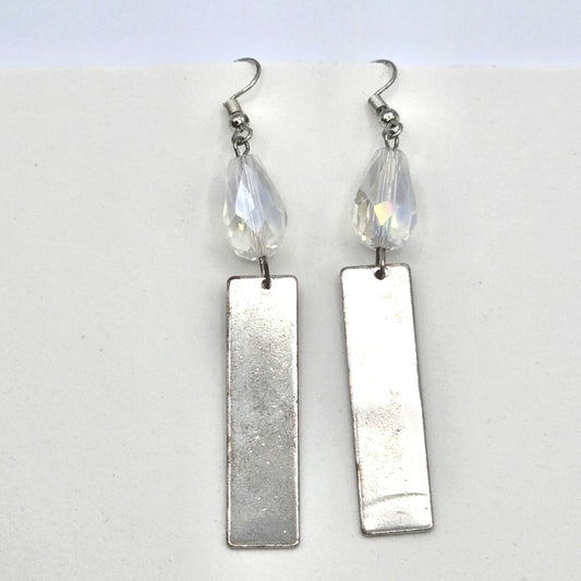 Silver Bead Bar Dangle Hook Earrings Fashion Jewelry