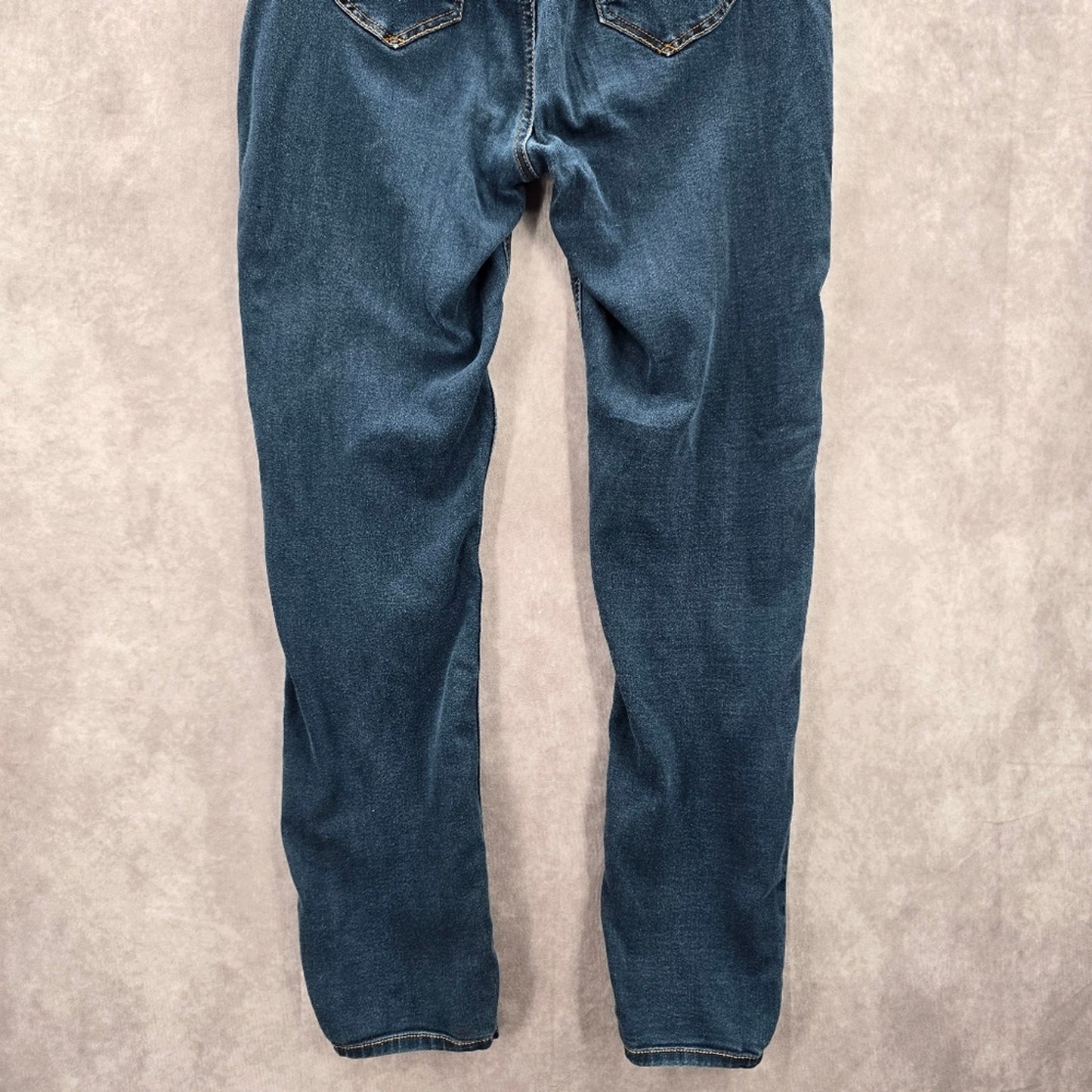 053. Rue21 Twentyone Black Blue Denim Pants Straight Stretch Skinny Jeans 13/14R
