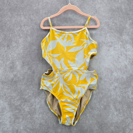Old Navy Yellow Floral One Piece Cutout Swimsuit Girls Toddler 2T