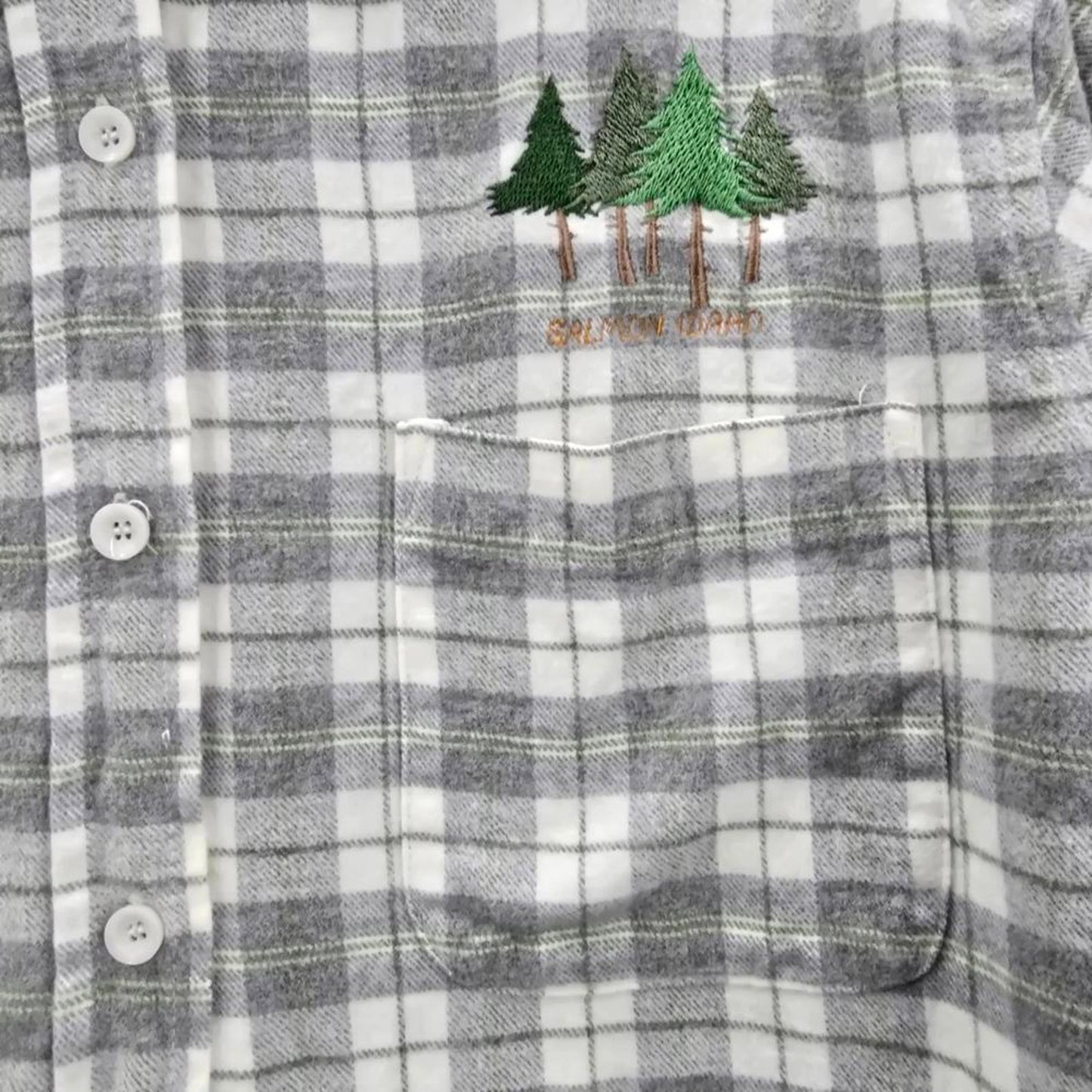 Faded Glory Gray Plaid Stripe Long Sleeve Flannel Button Up Top Shirt Medium