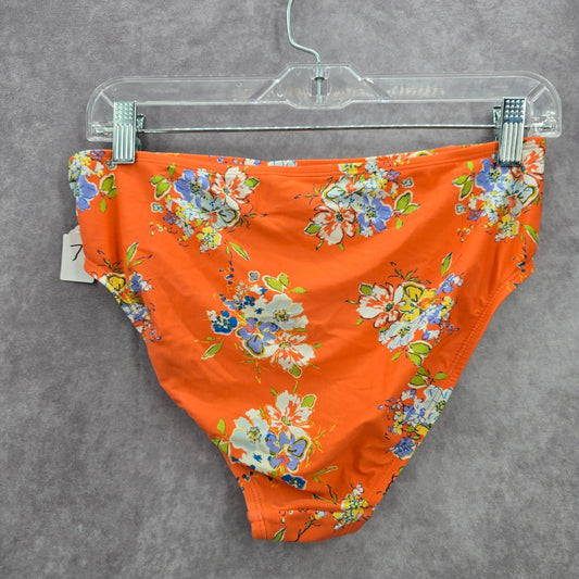 Matilda Jane Orange Floral Ruffle Cheeky High Bikini Bottom Swimwear Medium
