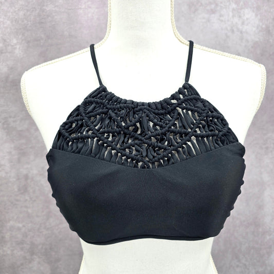 Xhilaration Black Crochet String Padded Bikini Top Swimwear Medium