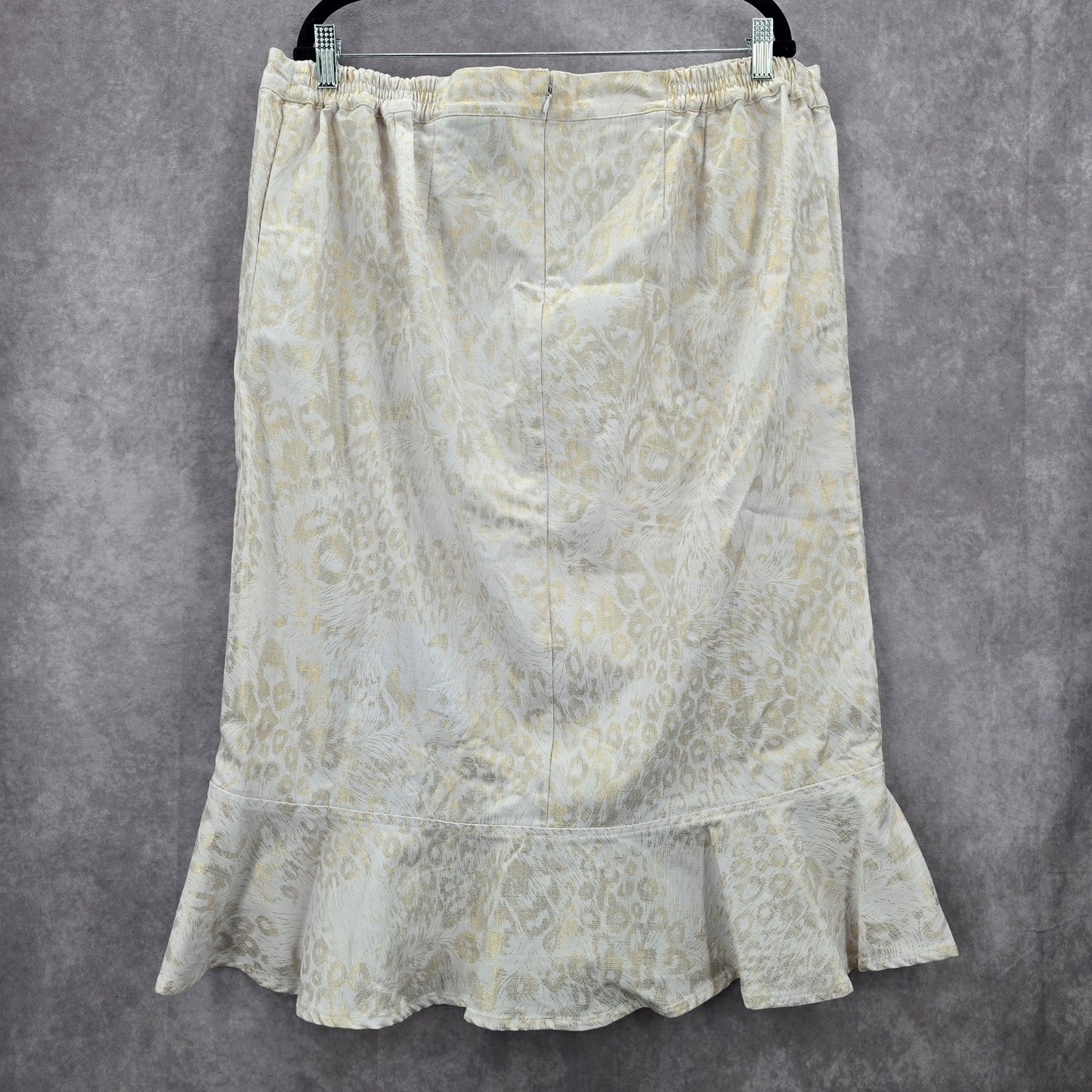 Catherine's Added Dimensions Gold Midi Flare Zipper Bottom Skirt Plus 1X 18/20