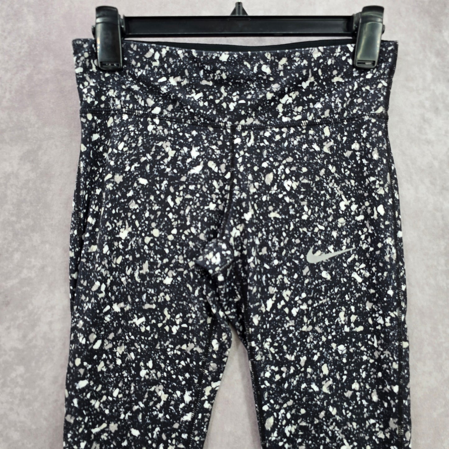 Nike Black Gray Geometric Polka Dot Cropped Active Legging Pants Bottoms Small