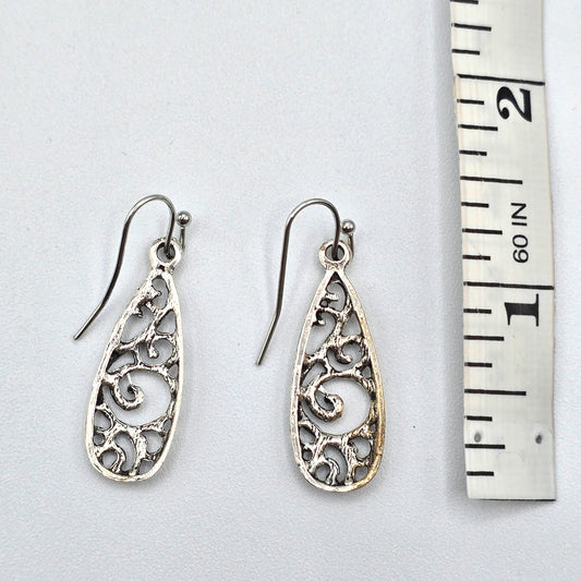 Silver Floral Dangle Hoop Hook Stud Earring Fashion Boho Retro Jewelry ZB01 #02
