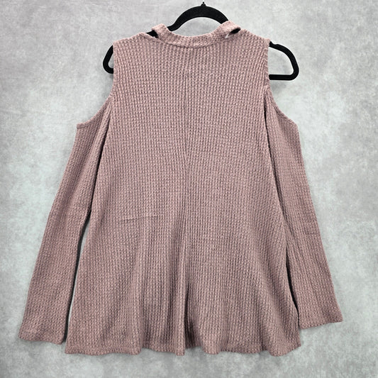 Andree by Unit Purple Long Sleeve Cold Shoulder Collar Sweater Cardigan Medium