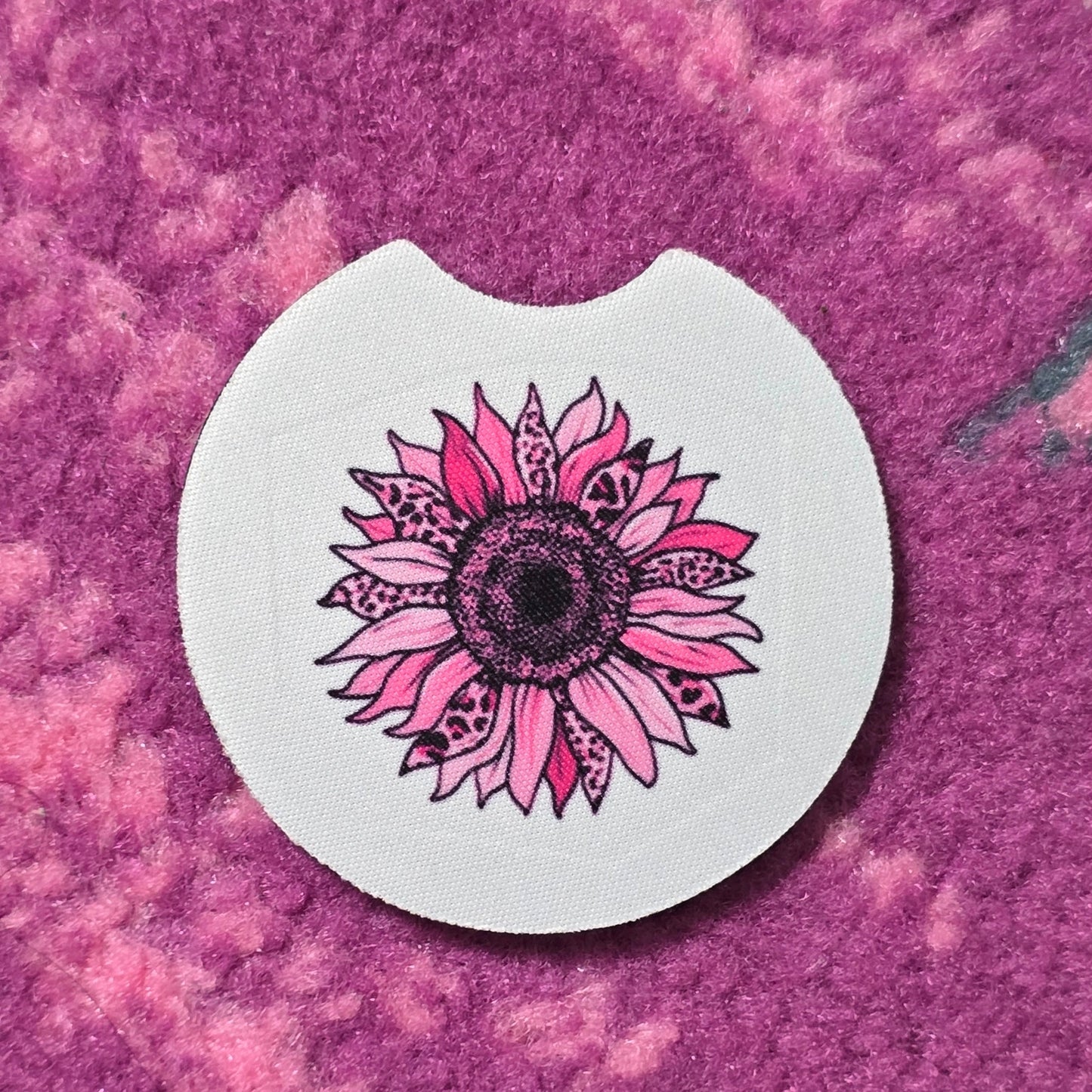 Sunflower Pink Circle Non Slip Handmade Kitchen Home Cup Car Accessories Coaster