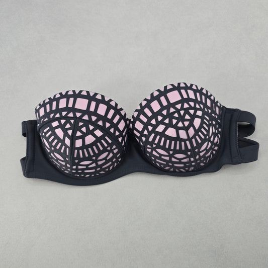 Xhilaration Gray Pink Cutout Padded Bra Bikini Bralette Swim Top S Small