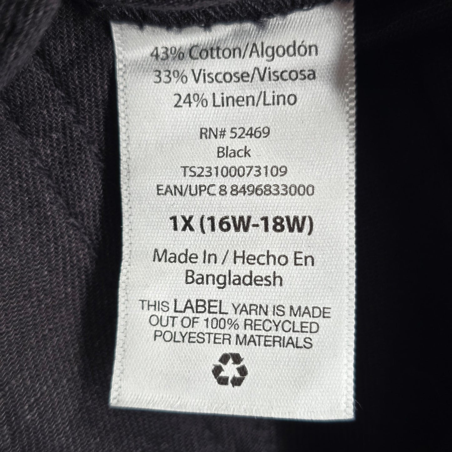 Terra & Sky Black Pullon Ruffle Belted Cotton Linen Pants Shorts Plus 1X 16W 18W