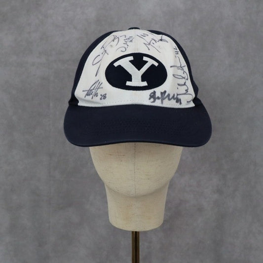 BYU Flat Bill Autographed Navy Adjustable Fan Athletic Cotton Baseball Cap Hat