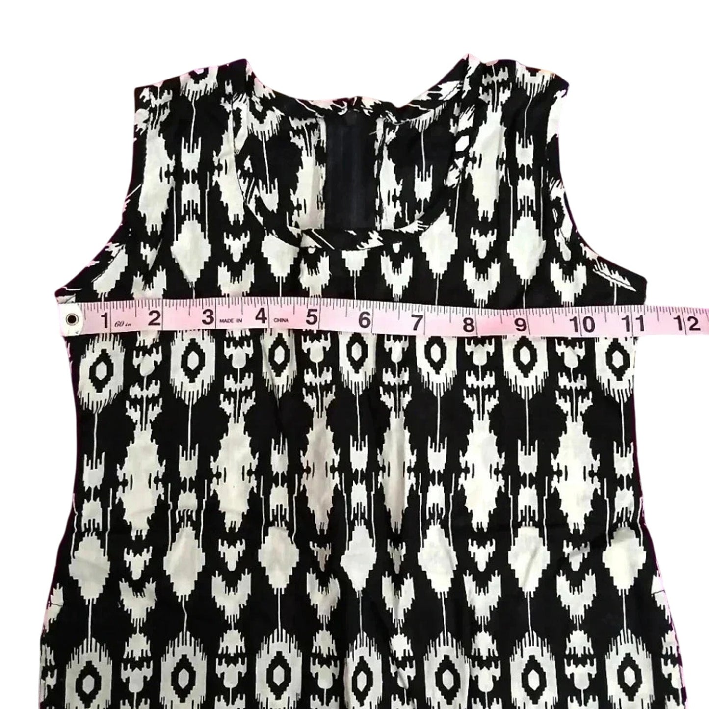 Black White Printed Feather Print Sleeveless Tunic Top Zipper Girls Toddler 2T