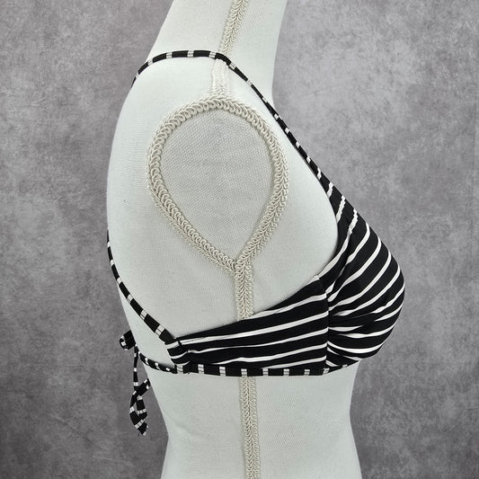 Xhilaration Black White Stripe Padded Crisscross Bikini Top Swimwear Medium