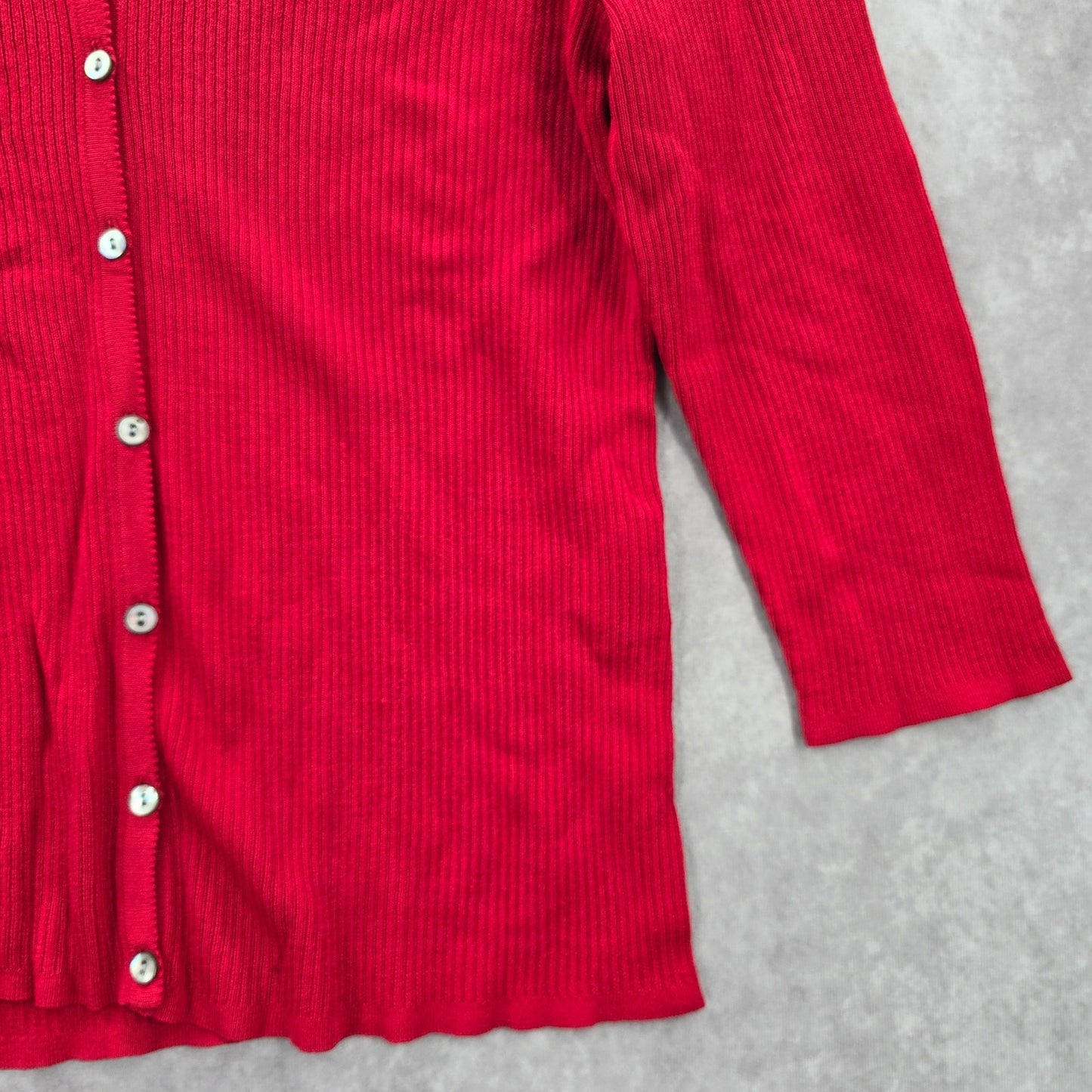 Petite Sophisticate Red Button Ribbed Cardigan Sweater Y2K Top Medium