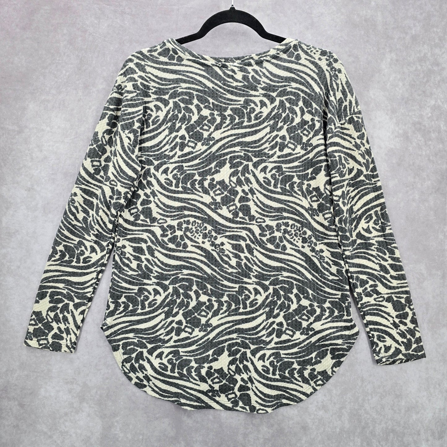 New Directions Gray Print Long Sleeve Y2K Western Fairy Sweater Top Medium