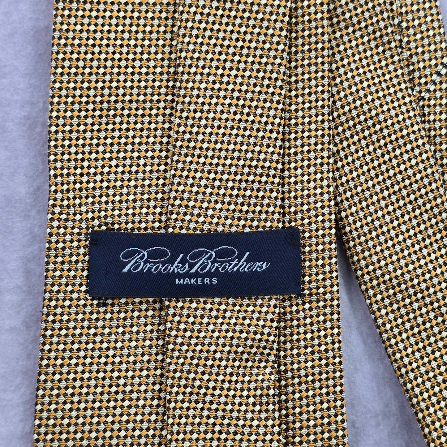Brook Brothers Makers Gold Brown Weave Geometric Executive Neck Tie Men's