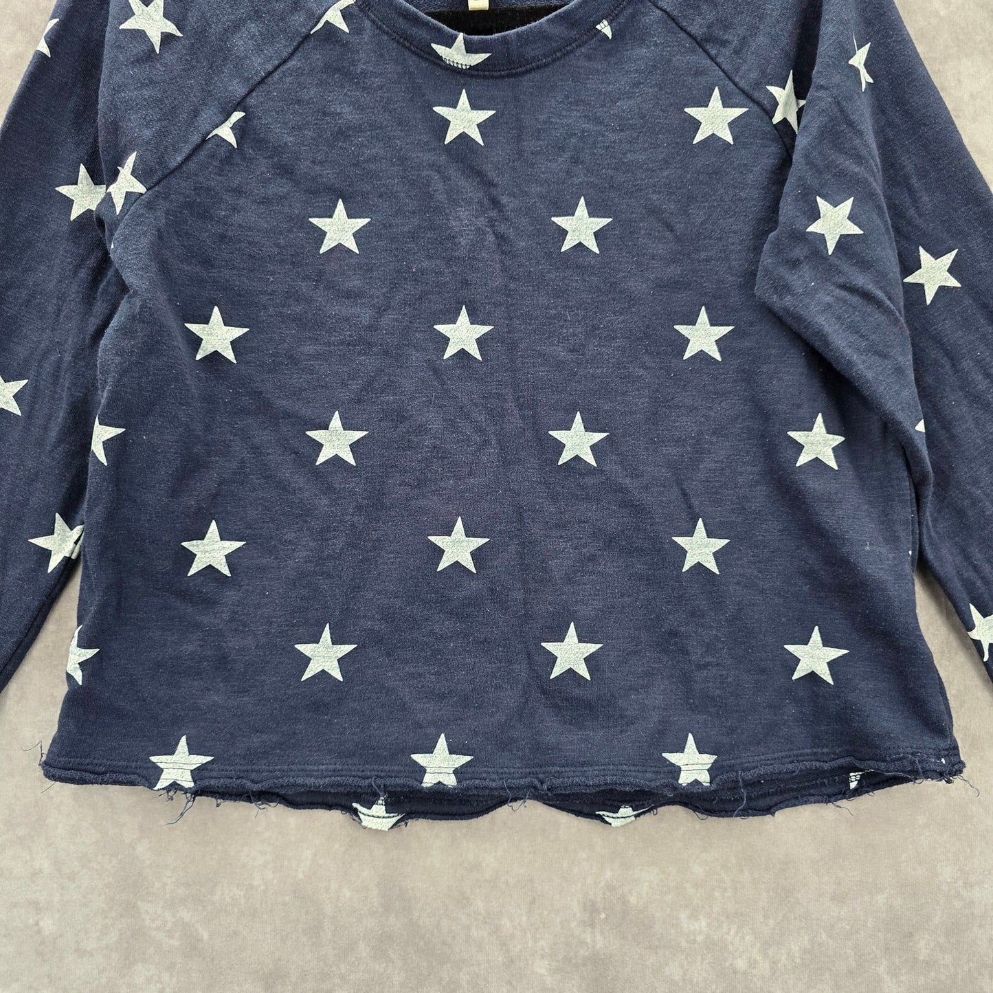 TruSelf Navy Blue Silver Star Long Sleeve Sweater Cotton Cardigan Top Medium