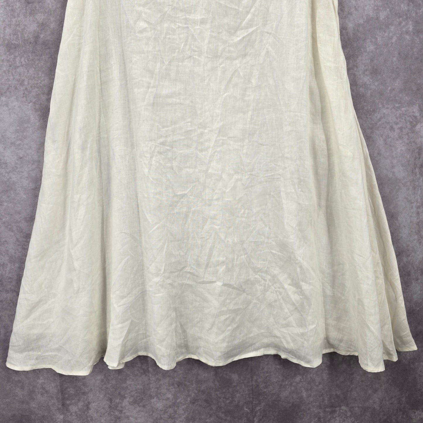 Preston & York White Linen Cotton Knee Length Flare Boho Skirt Medium M 10