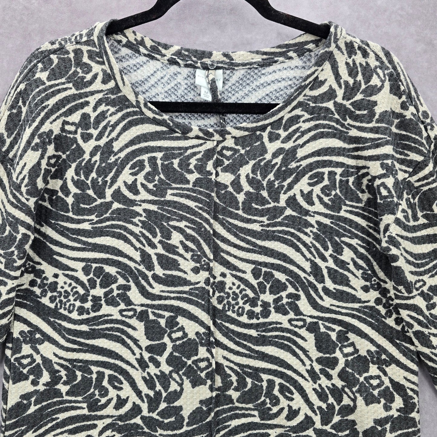 New Directions Gray Print Long Sleeve Y2K Western Fairy Sweater Top Medium