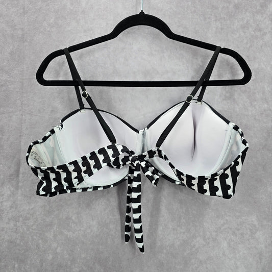 Shein Black White Pattern Bikini Top Padded Underwire Swimwear 4XL