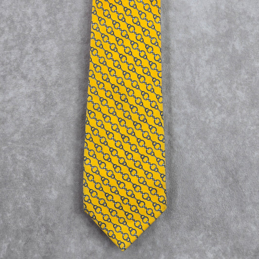 Brooks Brothers Yellow Blue Chain Link Silk Executive Corporate Neck Tie Men's