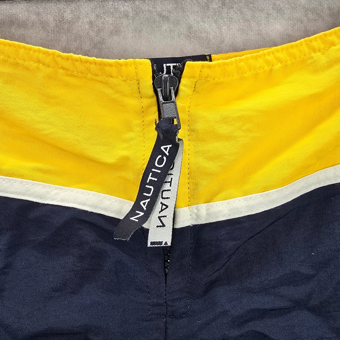 Nautica Blue Yellow Zipper Swimwear Board Shorts Bottoms Pants Small
