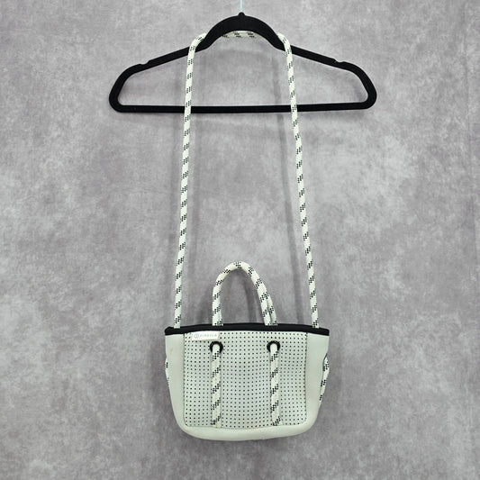 Jimelia White Black Neoprene Rope Small Crossbody With Zipper Pouch