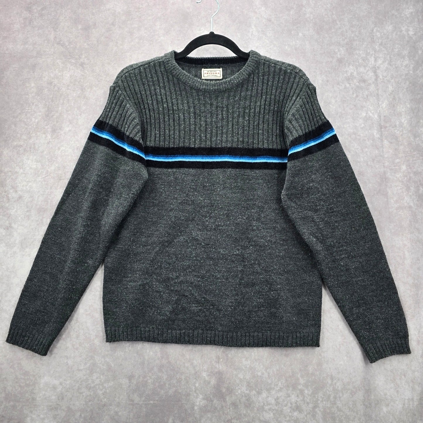 Arizona Gray Stripe Long Sleeve Sweater Cardigan Pullover Youth Boys Large