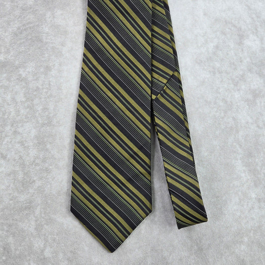 J. Ferrar USA Black Gold Striped Geometric Repp Executive Silk Neck Tie Men's
