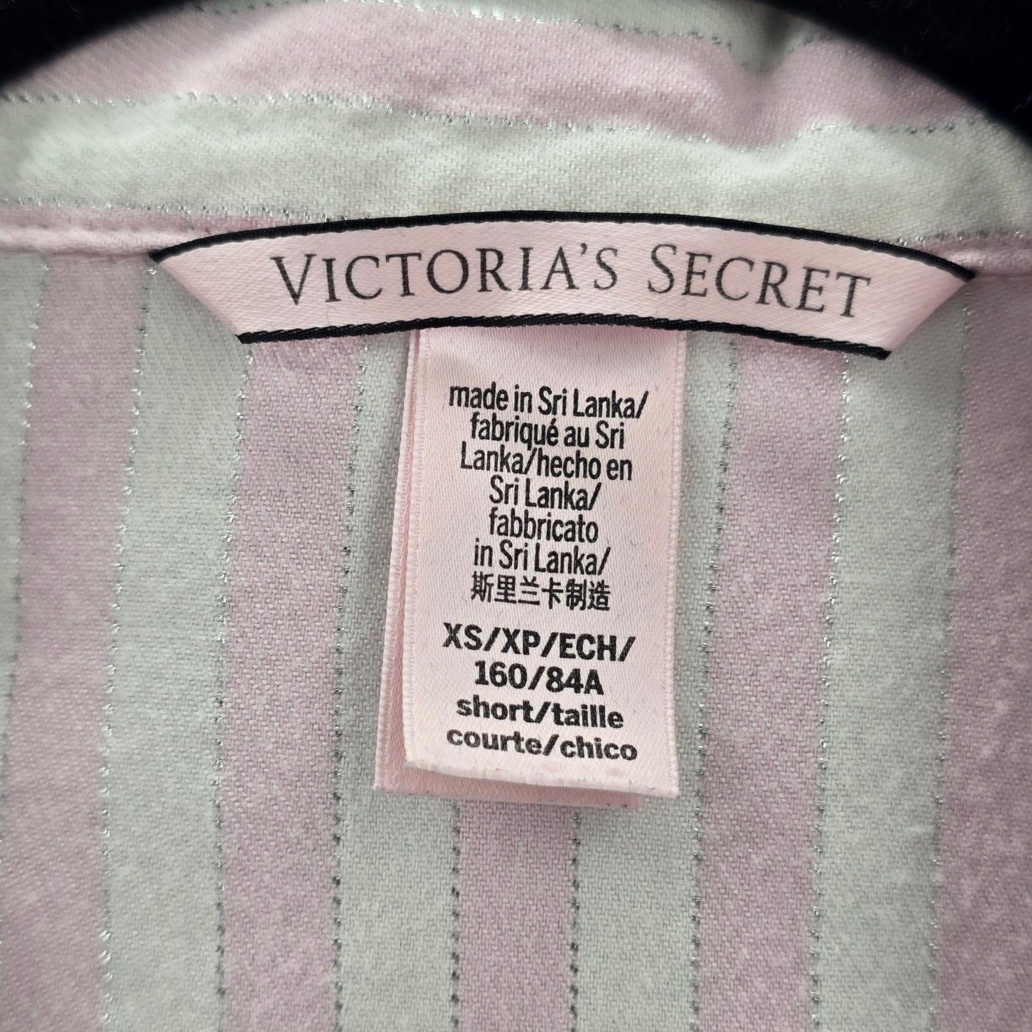 Victoria Secrets Pink White Striped Top Pant Pajama Set Extra Small XS