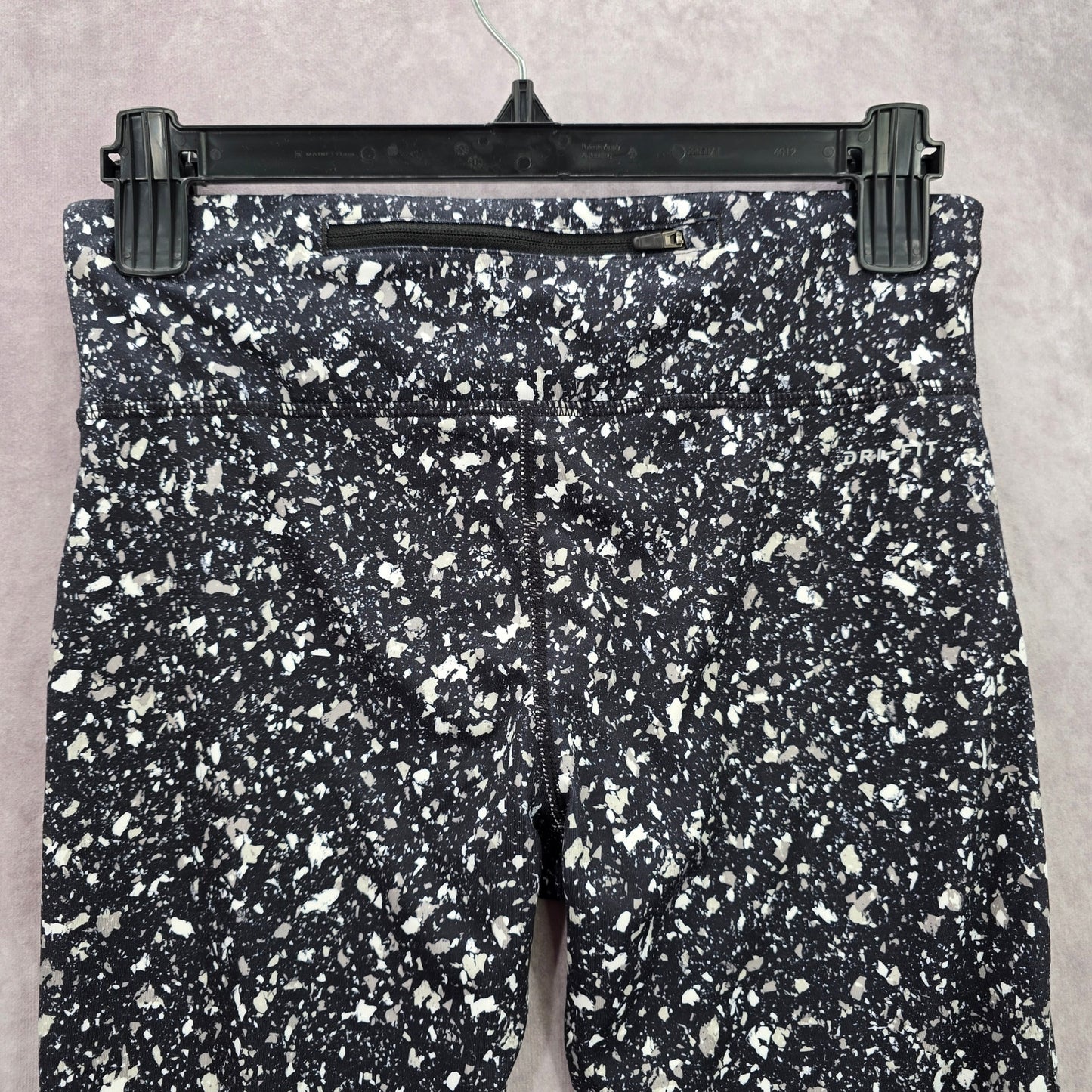 Nike Black Gray Geometric Polka Dot Cropped Active Legging Pants Bottoms Small