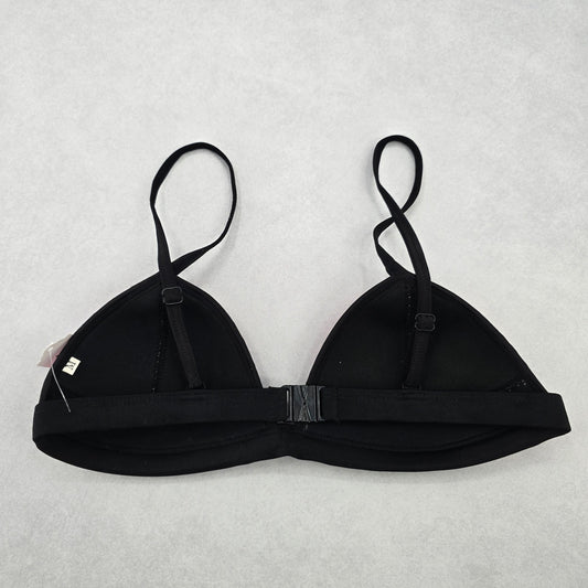 Black Pink Mesh Boho Triangle Padded Swim Sports Bra Beach Bikini Top M Medium