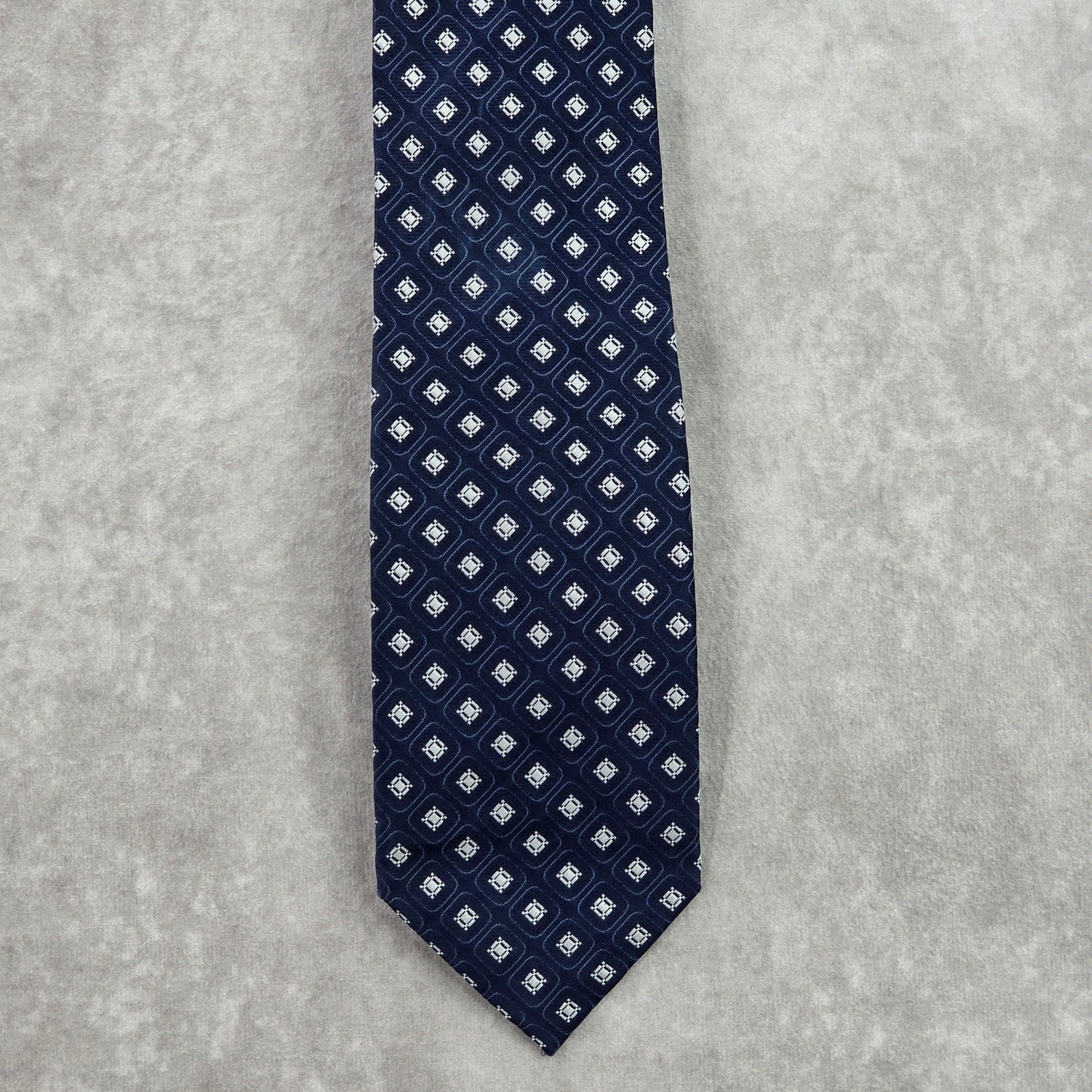 Tasso Elba Blue Gray Diamond Geometric Executive Floral Silk Neck Tie Men's