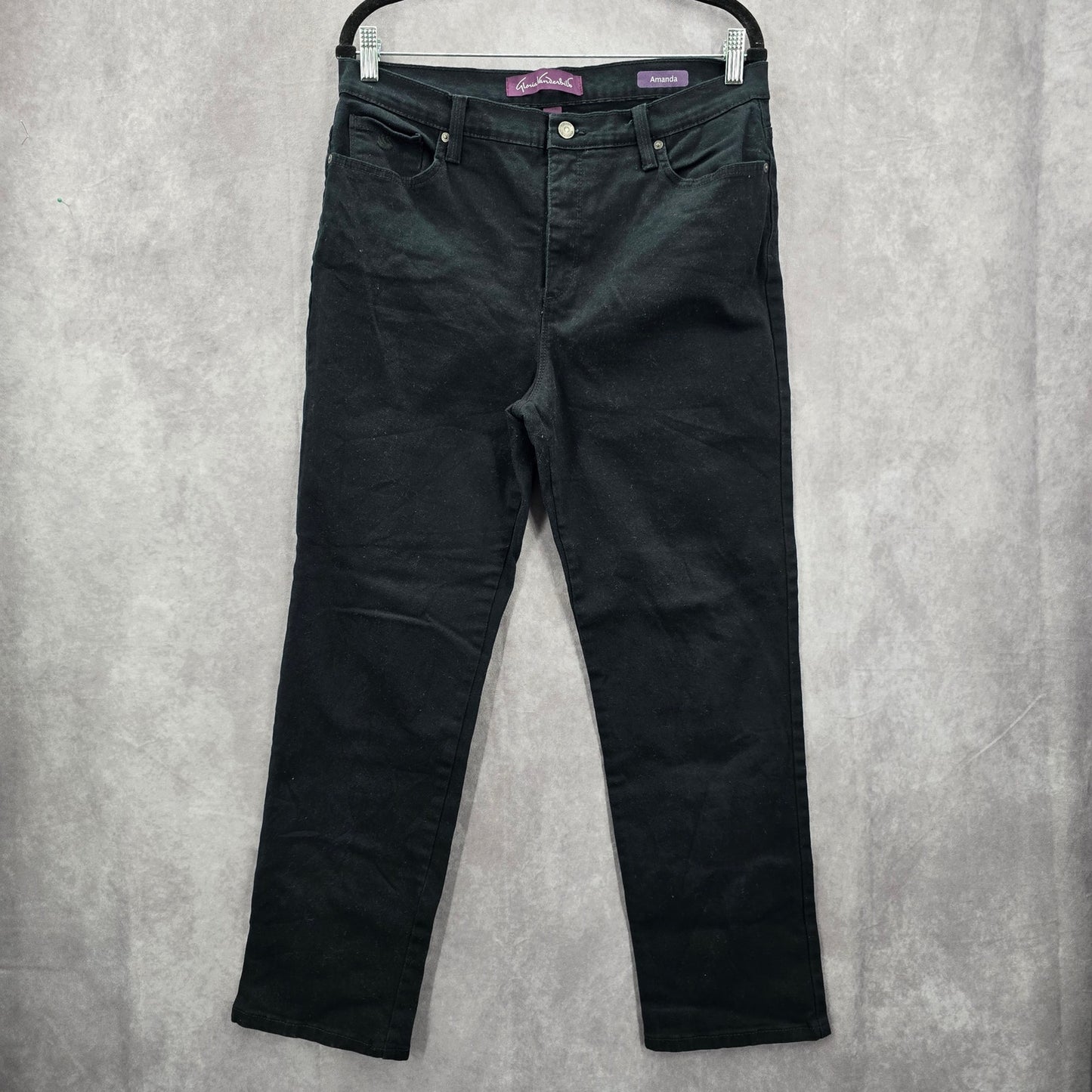 Gloria Vanderbilt Black Amanda Straight Denim Jeans Bottoms Pants Plus 14 Petite