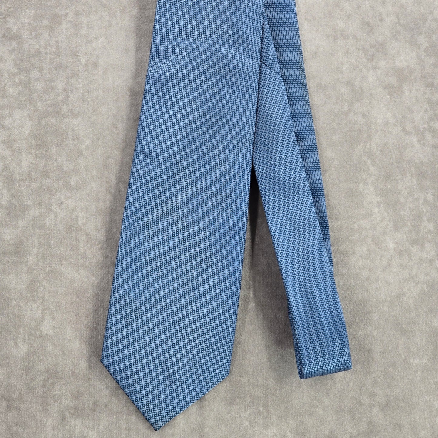 Vistini Blue Solid Box Checkered Pattern Executive Corporate Men's Neck Tie