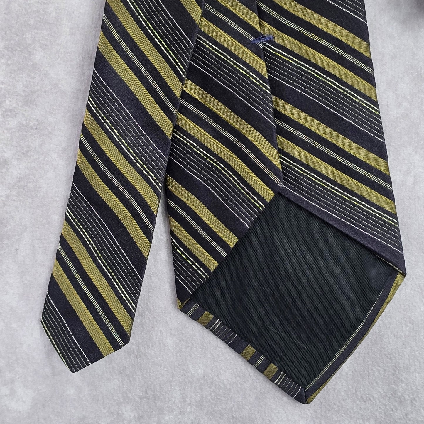 J. Ferrar USA Black Gold Striped Geometric Repp Executive Silk Neck Tie Men's