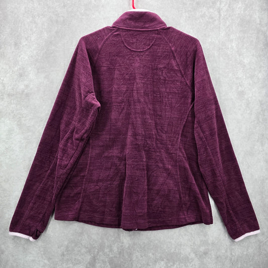 Purple Fleece Zipper Long Sleeve Activewear Y2K Sweater Cardigan Large