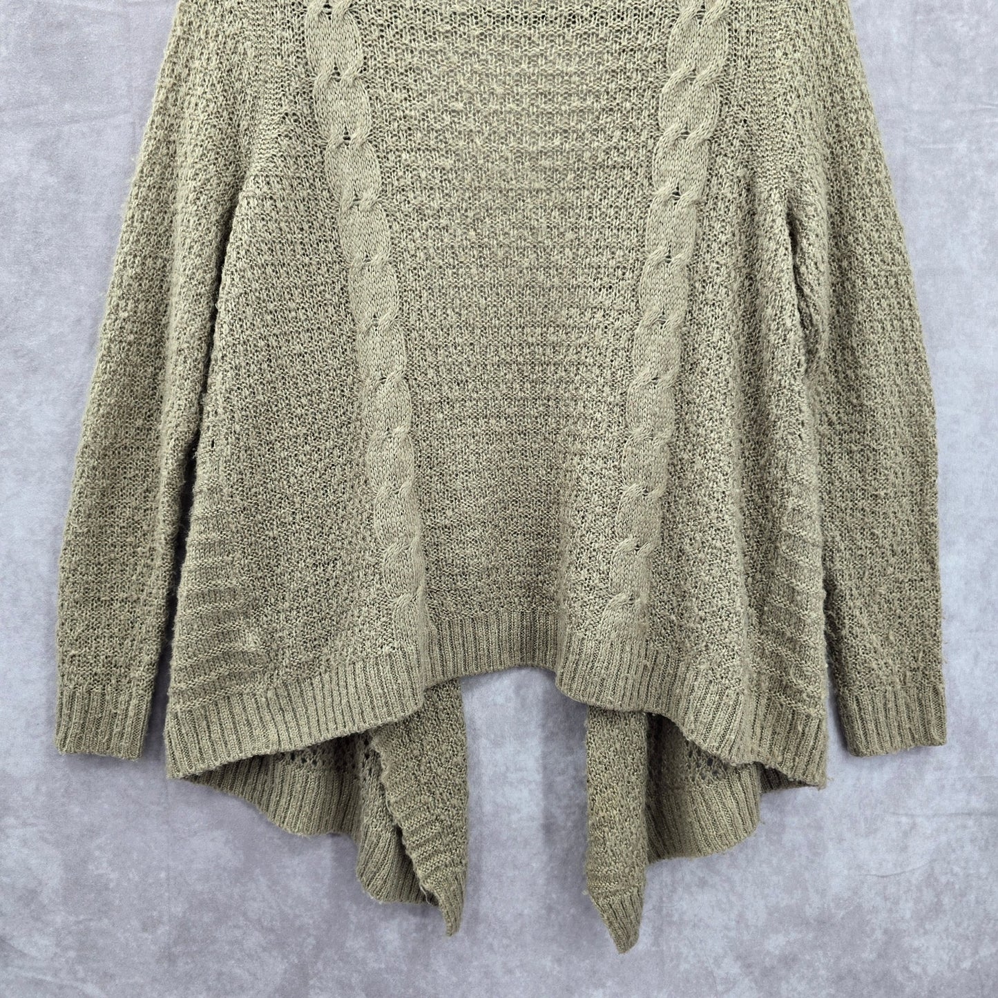 Sonoma Tan Sweater Drape Acrylic Open Style Long Sleeve Cardigan Petite Medium