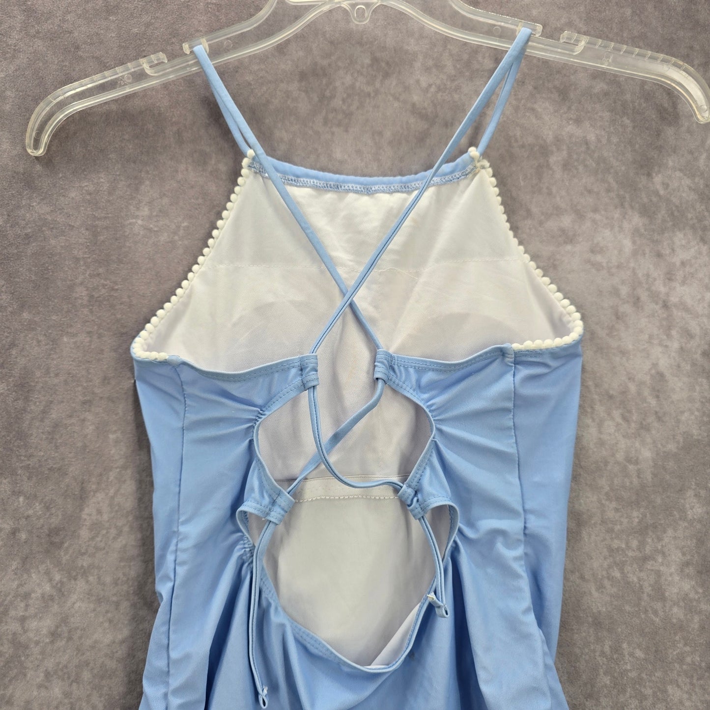 Blue Lace Crisscross Back Tie Padded Swimwear Tankini Tank Top Medium M