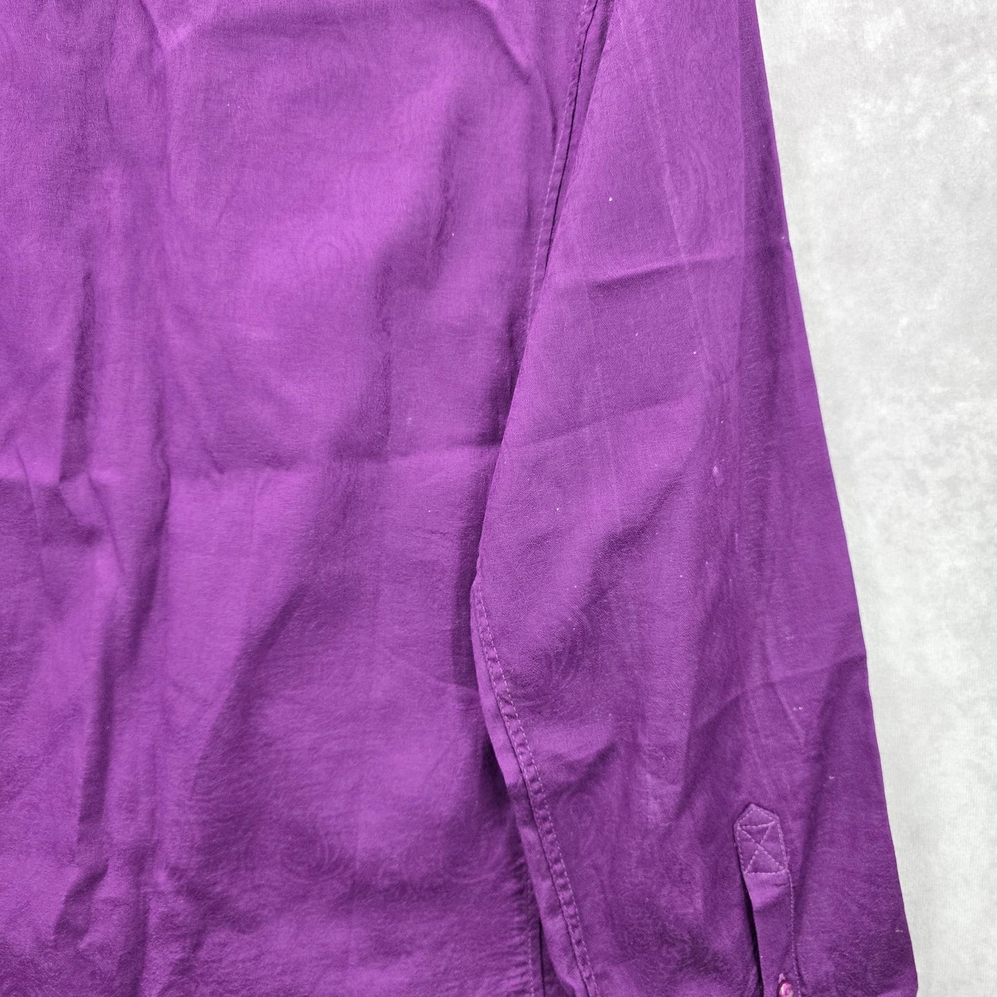 G By Guess Purple Paisley Button Down Long Sleeve Cotton Cuff Dress Shirt XL