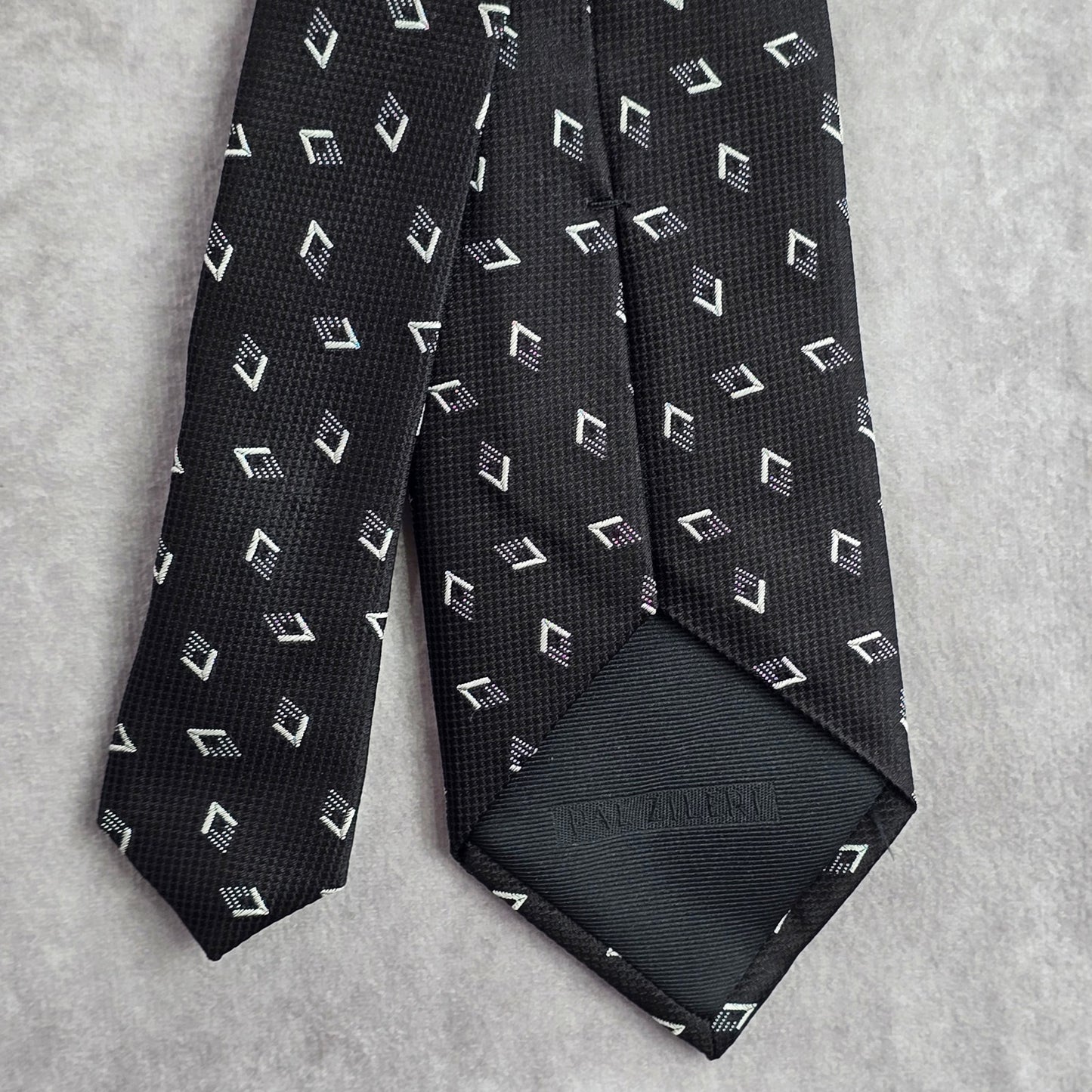 Pal Zileri Black White Diamond Geometric Silk Italy Neck Tie Men's