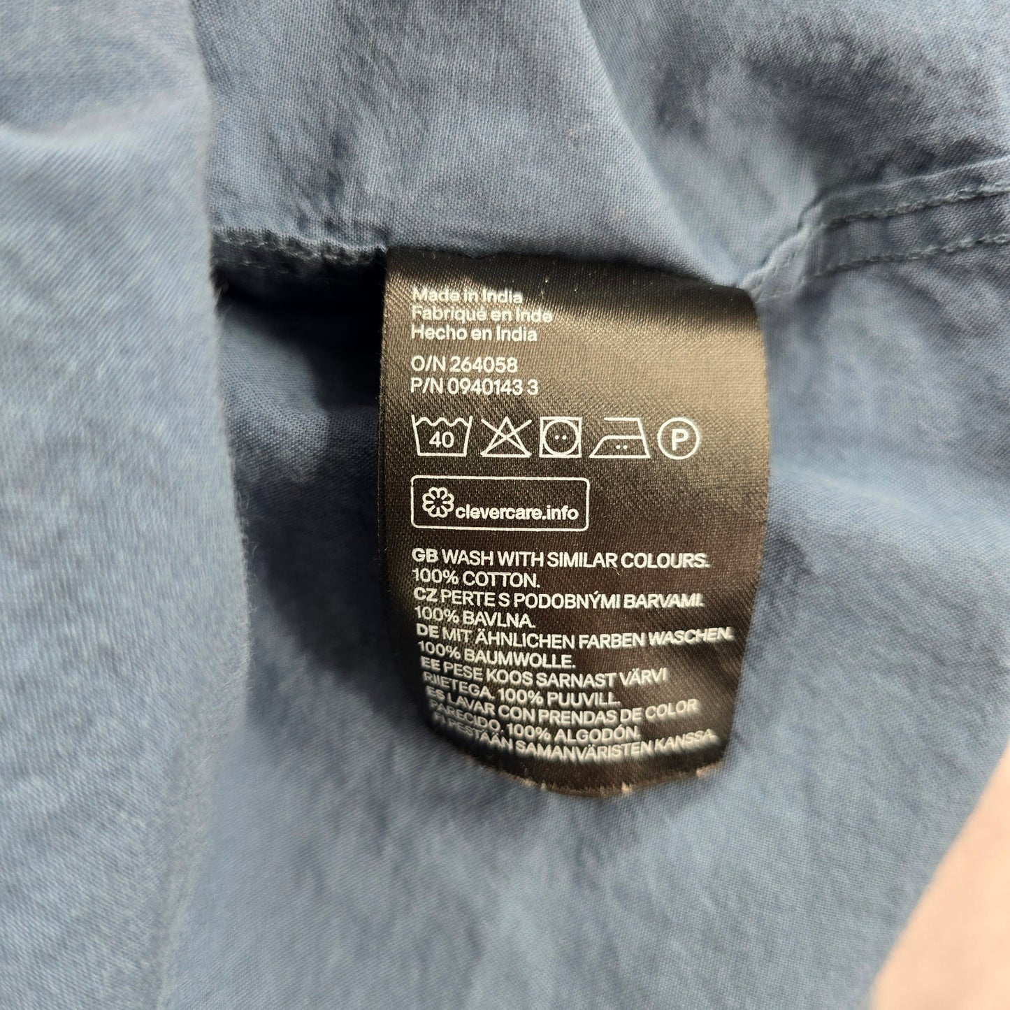 H&M Blue Long Sleeve Button Down Cotton Mens Shirt Large