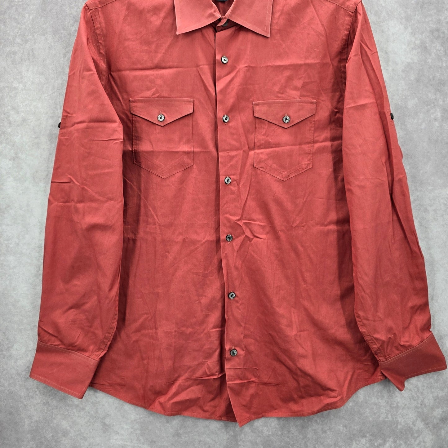Banana Republic Red Stretch Button Down Long Sleeve Mens Cotton Dress Shirt L